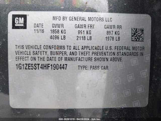 Chevrolet MALIBU 1LT 2017 1G1ZE5ST4HF190447 Image 9
