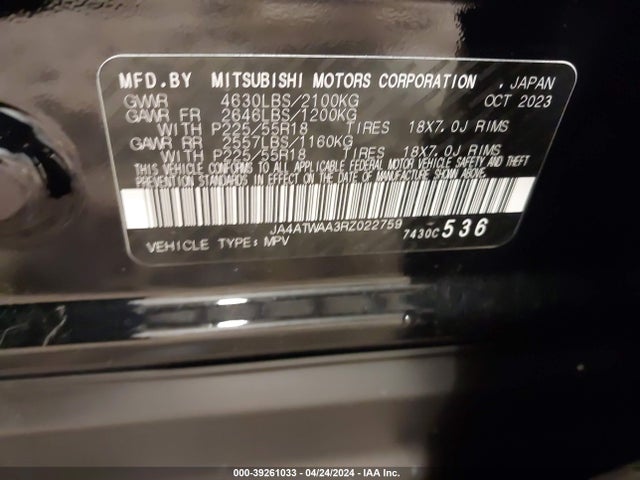 Mitsubishi Eclipse Cross Se S-awc 2024 JA4ATWAA3RZ022759 Image 9