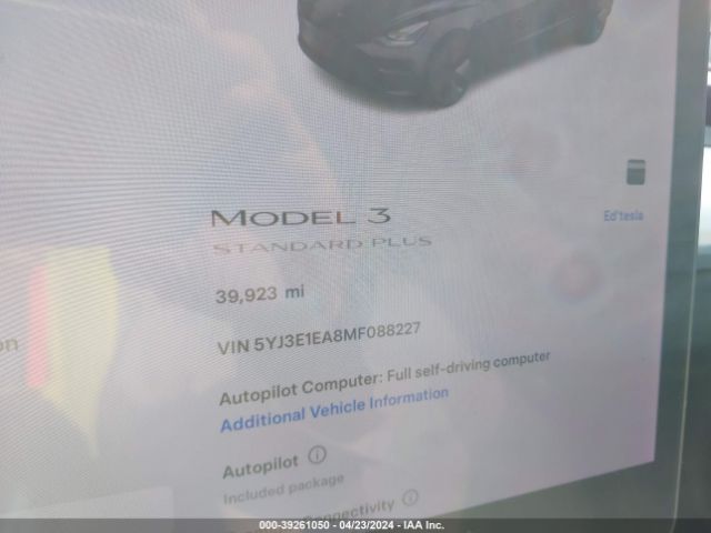 5YJ3E1EA8MF088227 Tesla Model 3 Standard Range Plus Rear-wheel Drive