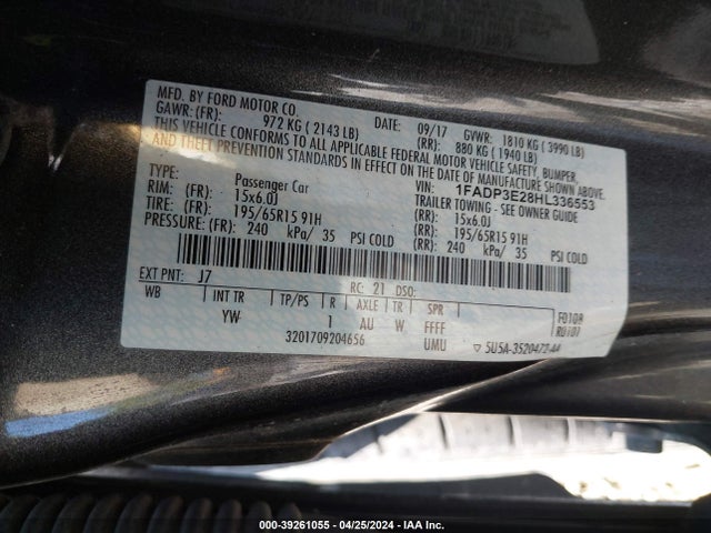 Ford FOCUS S 2017 1FADP3E28HL336553 Image 9