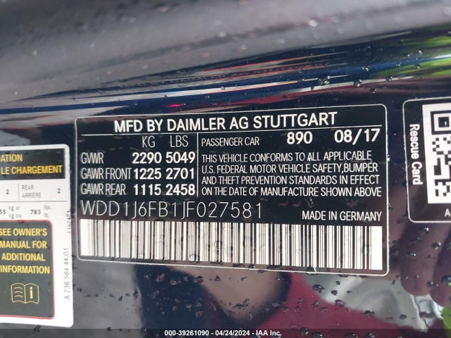 WDD1J6FB1JF027581 Mercedes-Benz E 400