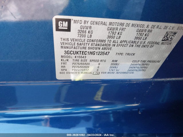3GCUKTEC1HG122647 Chevrolet Silverado 1500 High Country