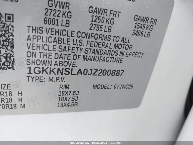 1GKKNSLA0JZ200887 GMC Acadia Sle-2