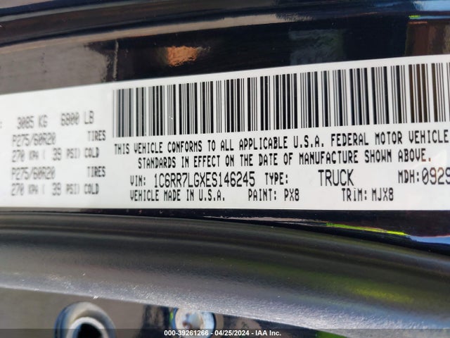 RAM 1500 Big Horn 2014 1C6RR7LGXES146245 Image 9