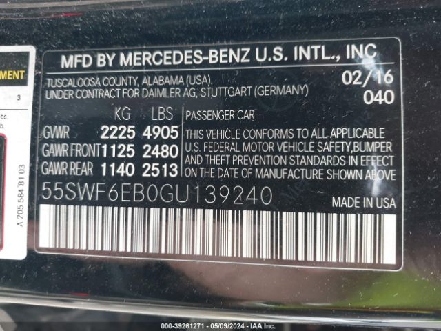 55SWF6EB0GU139240 Mercedes-Benz C 450 Amg 4matic
