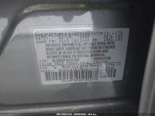 Nissan SENTRA S 2019 3N1AB7AP1KY341938 Image 9
