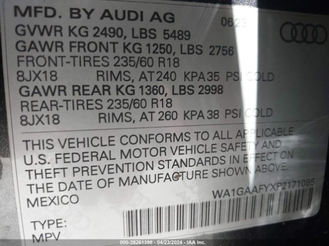 WA1GAAFYXP2171085 Audi Q5 Premium 45 Tfsi S Line Quattro