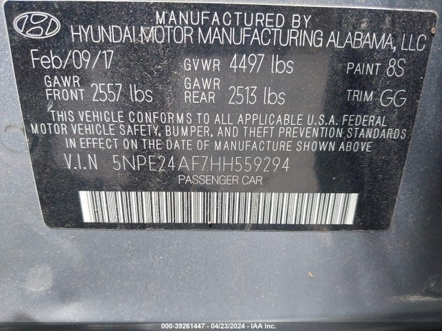 Hyundai Sonata 2017 5NPE24AF7HH559294 Image 9