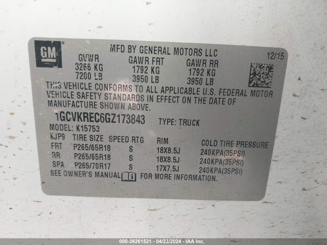 Chevrolet Silverado 1500 2lt 2016 1GCVKREC6GZ173843 Image 9