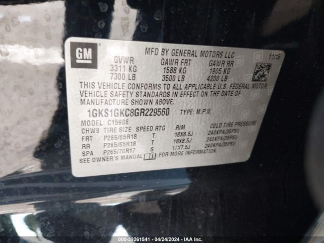 1GKS1GKC8GR229560 GMC Yukon Xl Slt