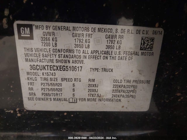3GCUKTECXEG510617 Chevrolet Silverado 1500 High Country