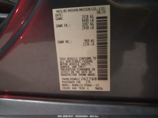 1N4BL4EW6LC267768 Nissan Altima Sl Intelligent Awd