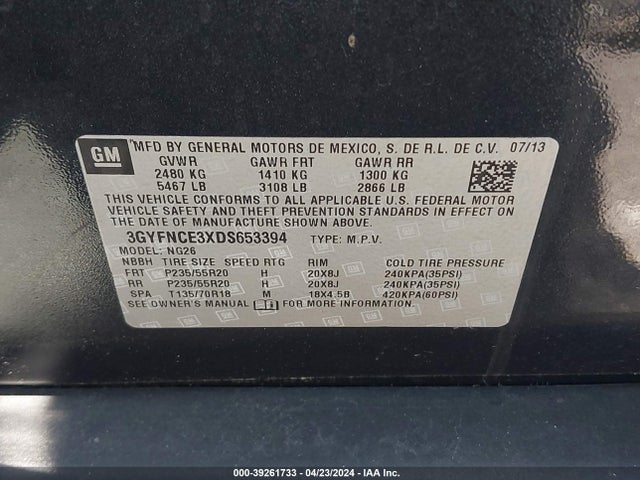 2013 CADILLAC SRX 3GYFNCE3XDS653394 Photo 8