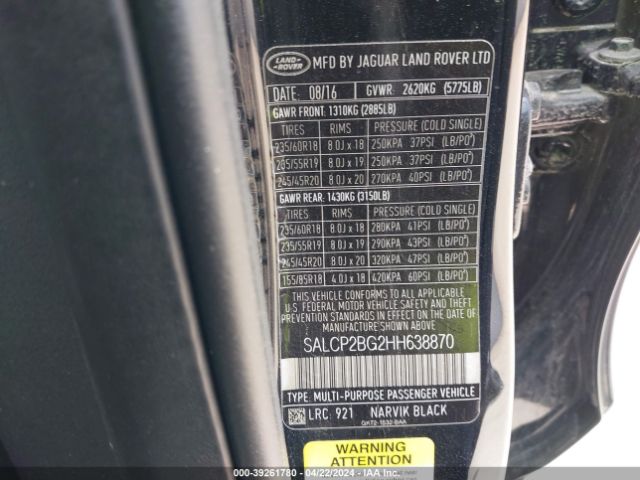 SALCP2BG2HH638870 Land Rover Discovery Sport Se