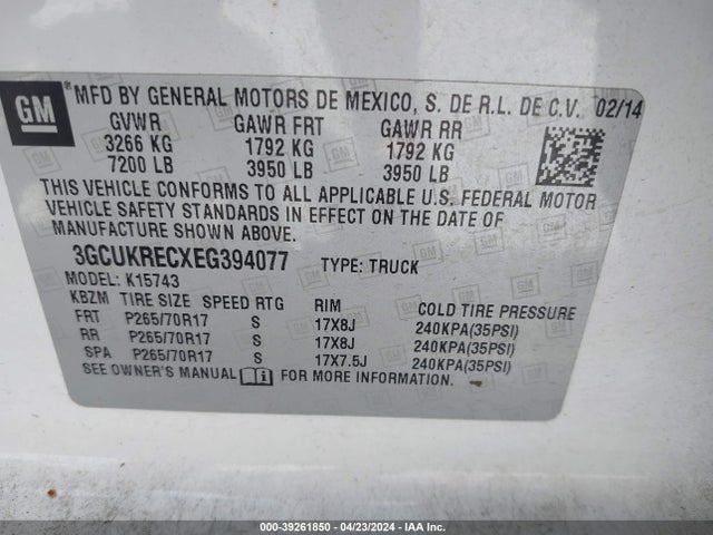 Chevrolet Silverado 1500 1lt 2014 3GCUKRECXEG394077 Image 9