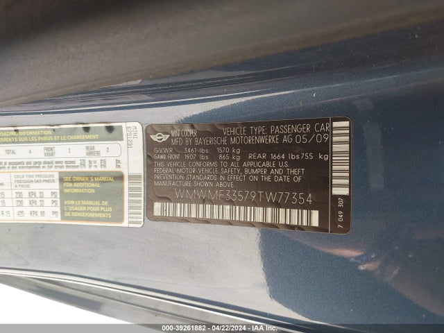 2009 MINI COOPER WMWMF33579TW77354 Photo 8