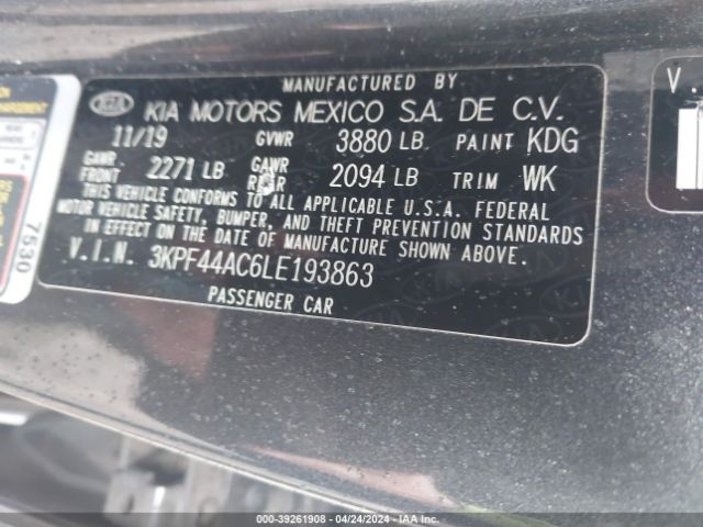 3KPF44AC6LE193863 KIA FORTE GT