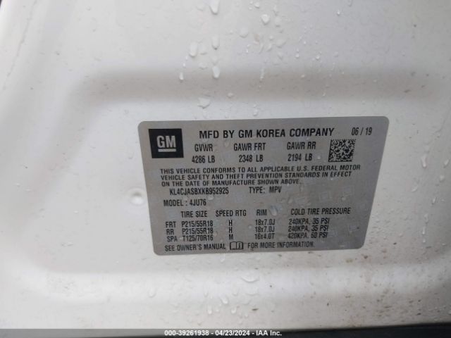 KL4CJASBXKB952925 Buick Encore Fwd Preferred
