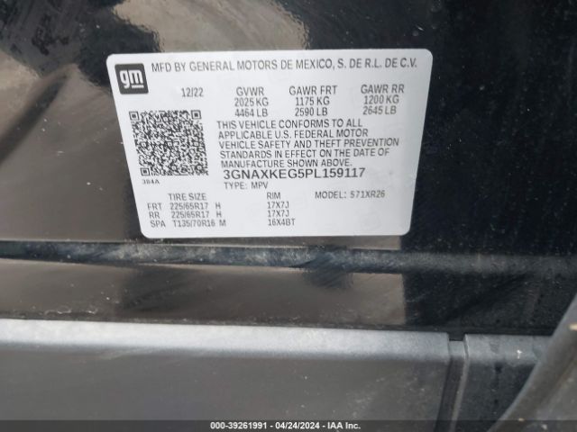 3GNAXKEG5PL159117 Chevrolet Equinox Fwd Lt