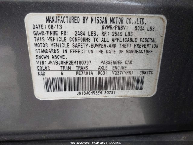 JN1BJ0HR2EM190797 Infiniti Qx50 Journey