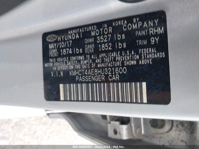 Hyundai ACCENT SE 2017 KMHCT4AE8HU321600 Image 9