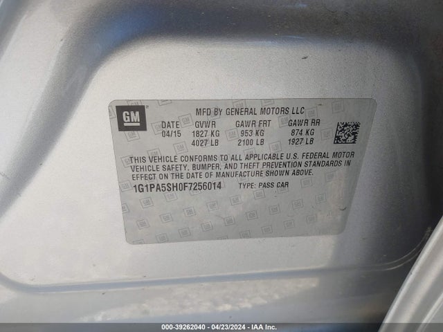 Chevrolet Cruze Ls Auto 2015 1G1PA5SH0F7256014 Image 9