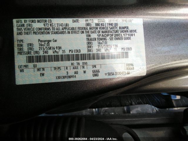 1FADP3F28EL171081 Ford FOCUS SE