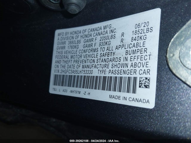 Honda CIVIC SI COUPE 2020 2HGFC3A55LH753330 Image 9