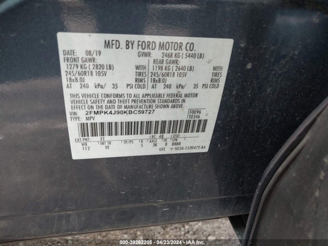 Ford EDGE SEL 2019 2FMPK4J90KBC59727 Image 9