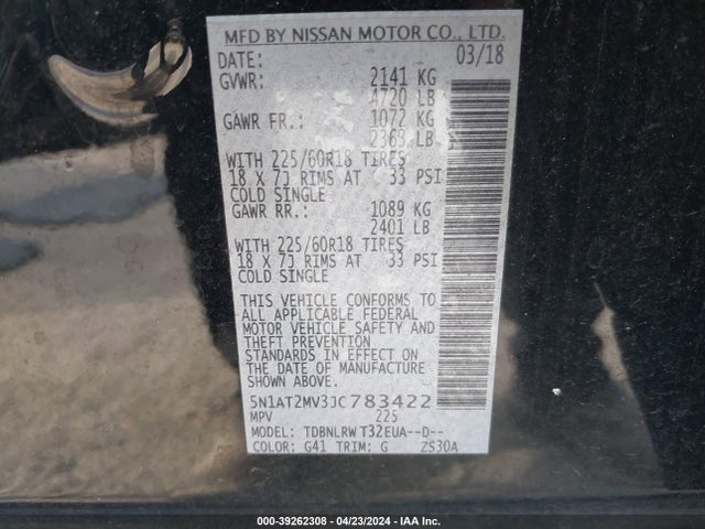 Nissan Rogue Sl 2018 5N1AT2MV3JC783422 Image 9