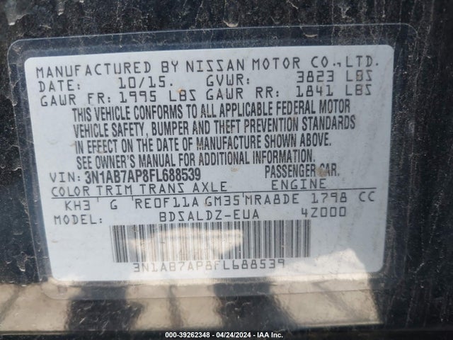 Nissan SENTRA SV 2015 3N1AB7AP8FL688539 Image 9