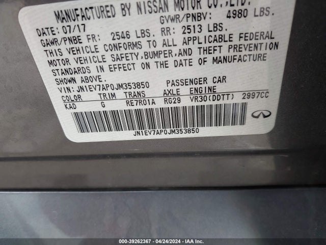 JN1EV7AP0JM353850 Infiniti Q50 3.0t Luxe
