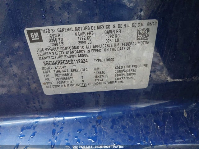 Chevrolet Silverado 1500 2lt 2014 3GCUKREC5EG112024 Image 9