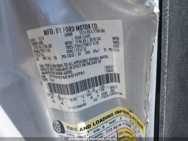 1FTFW1EF6EKD15781 Ford F-150 Xlt
