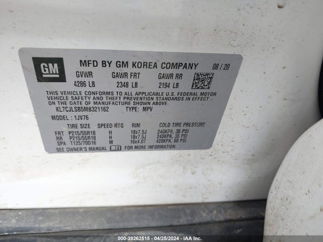 Chevrolet Trax Fwd Lt 2021 KL7CJLSB5MB321162 Image 9