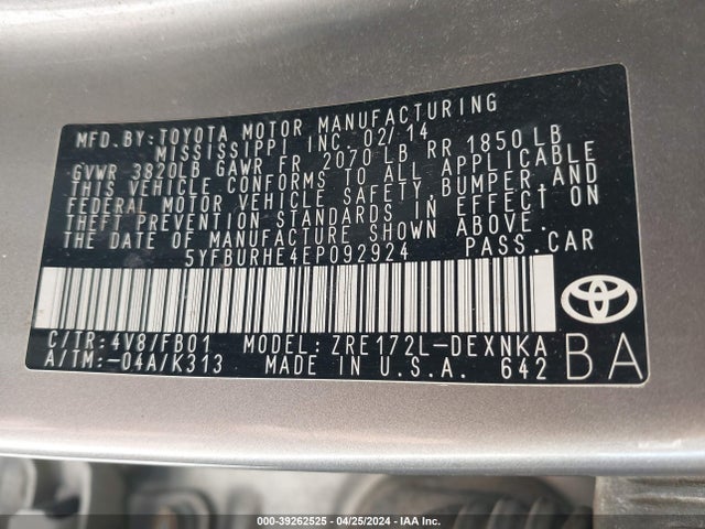 Toyota Corolla Le Plus 2014 5YFBURHE4EP092924 Image 9