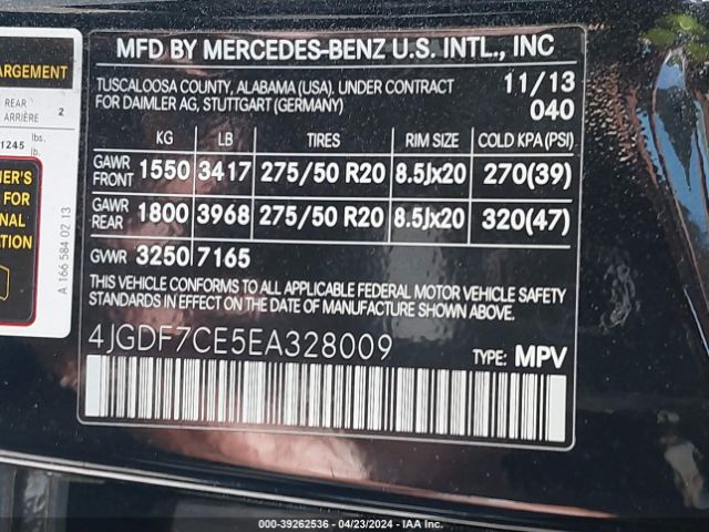 4JGDF7CE5EA328009 Mercedes-Benz Gl 450 4matic