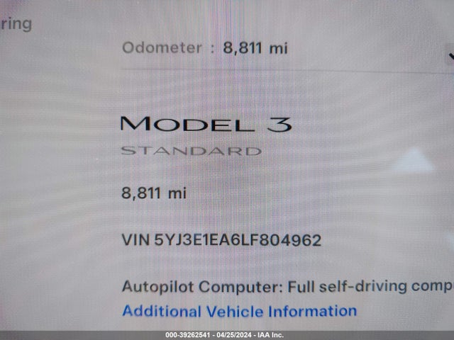 Tesla MODEL 3 2020 5YJ3E1EA6LF804962 Image 7