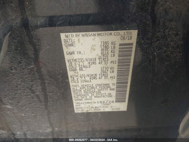 Nissan MURANO SL 2018 5N1AZ2MH4JN186728 Image 9