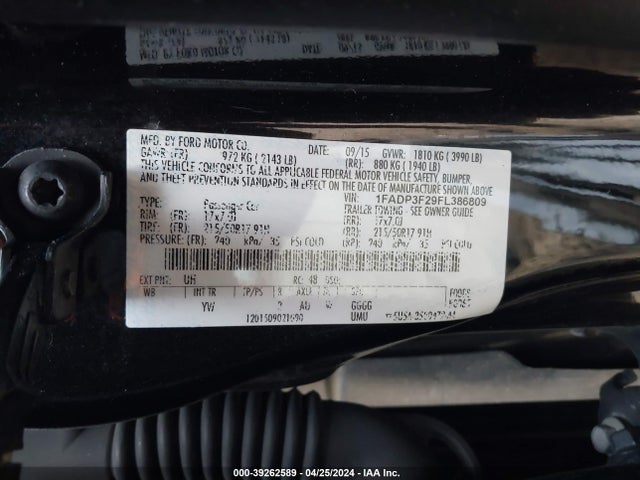 Ford FOCUS SE 2015 1FADP3F29FL386809 Image 9
