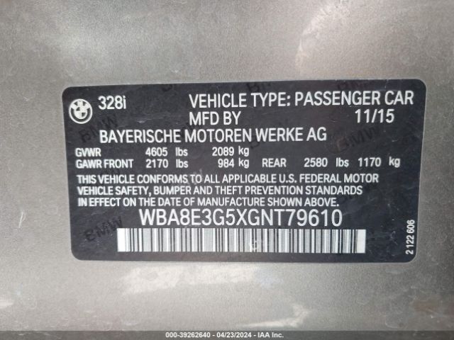 WBA8E3G5XGNT79610 BMW 328i Xdrive