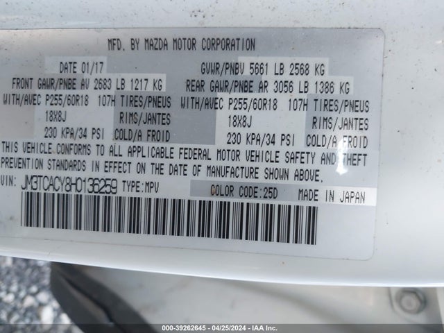 Mazda Cx-9 Touring 2017 JM3TCACY8H0136259 Image 9