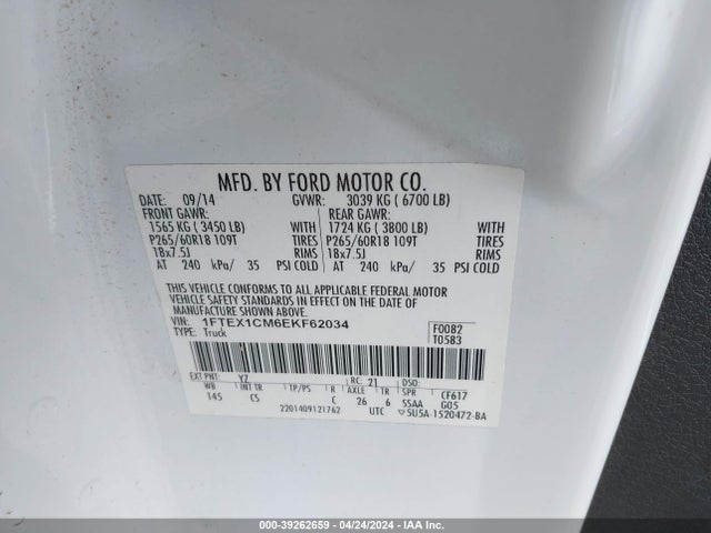 Ford F-150 Stx 2014 1FTEX1CM6EKF62034 Image 9