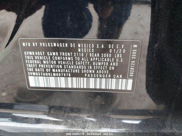 3VWG57AU6LM007978 Volkswagen Golf 1.4t Tsi