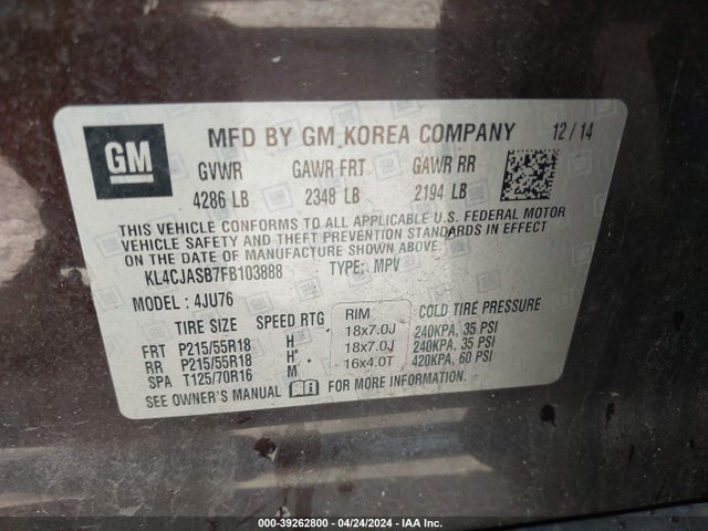 Buick Encore 2015 KL4CJASB7FB103888 Image 9