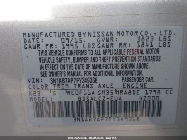 3N1AB7AP7FY349368 Nissan SENTRA S