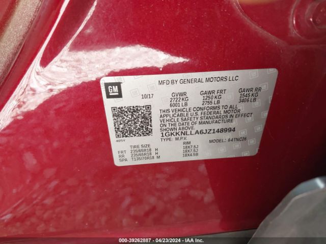 1GKKNLLA6JZ148994 GMC Acadia Sle-2