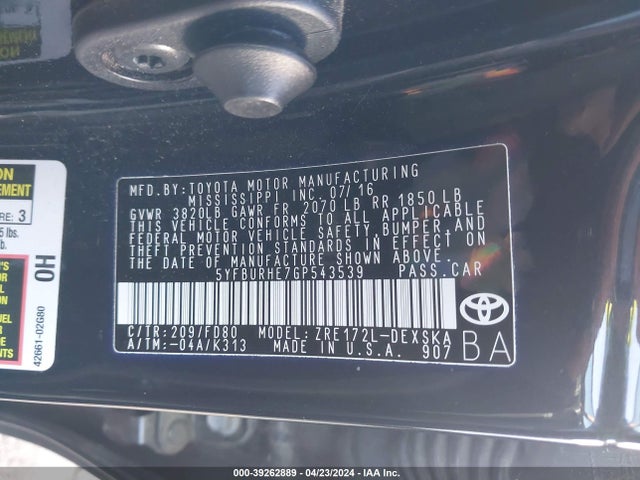 Toyota Corolla S Plus 2016 5YFBURHE7GP543539 Image 9