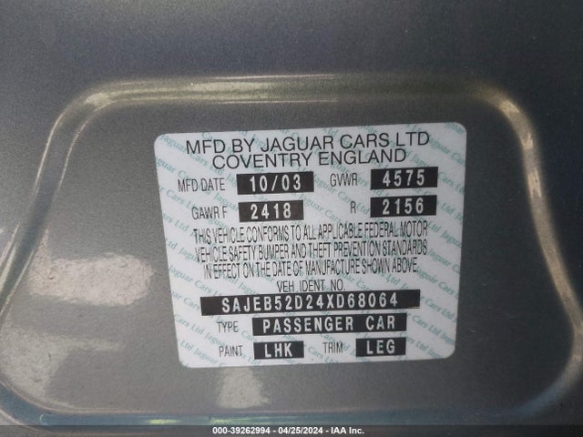 2004 JAGUAR X-TYPE SAJEB52D24XD68064 Photo 8