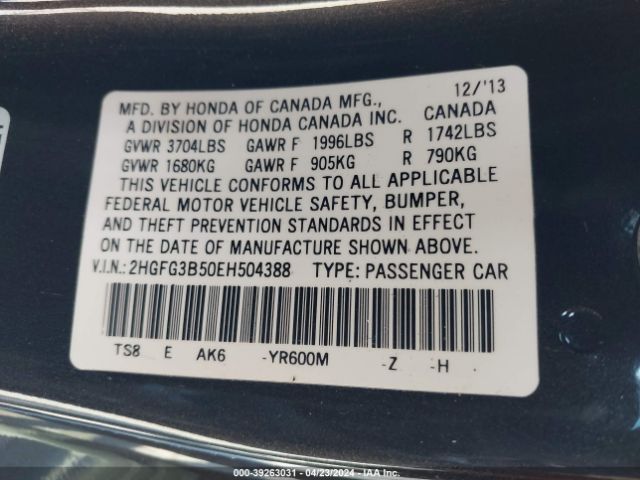 2HGFG3B50EH504388 Honda Civic Lx